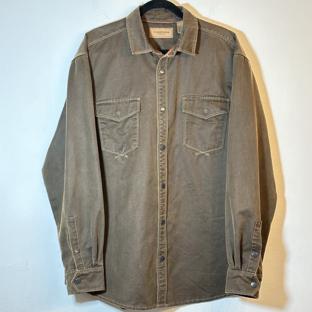 ClearWater Outfitters Faux Suede Ranch Jacket Men Large Snap Front Chore Shacket - Picture 3 of 13